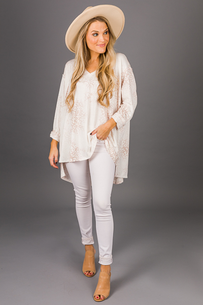 Faded Leopard Tunic, Taupe Mix