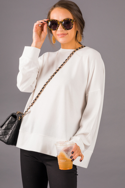 Box Out Solid Pullover, White