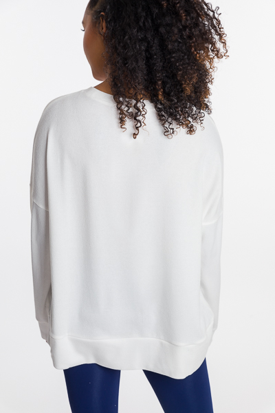 Box Out Solid Pullover, White