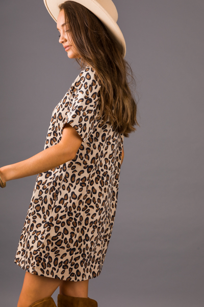 Leopard Corduroy Shift Dress