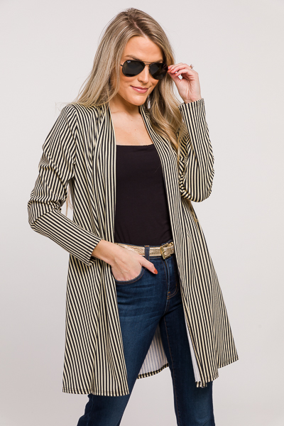 Stripes Open Topper, Black Taupe