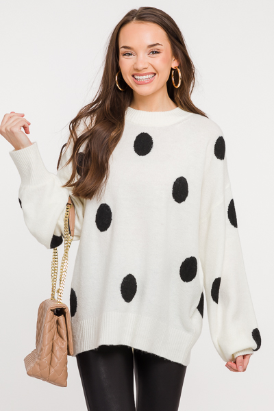 Dancing Dots Sweater, Ivory