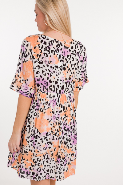 Purple Mix Leopard Babydoll Dress