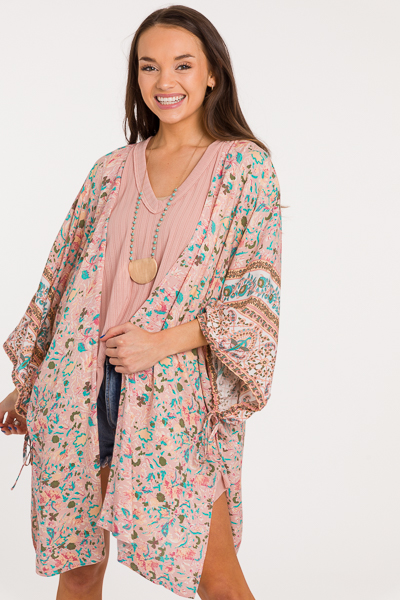 Cinch Sleeve Kimono, Blush