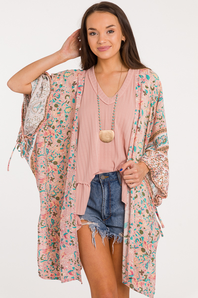 Cinch Sleeve Kimono, Blush