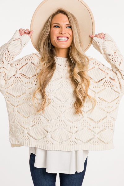 Open Ended Sweater, Cream