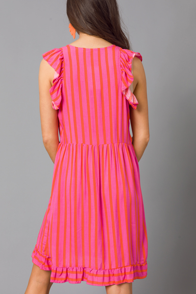 Blake Dress, Pink Orange Stripe