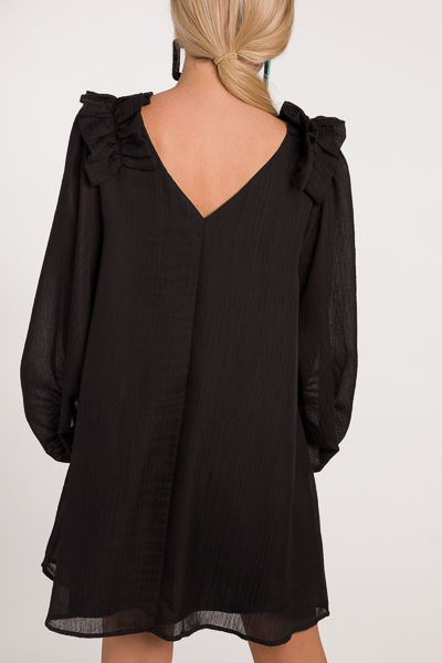 Jody Ruffle Shoulder Dress, Black