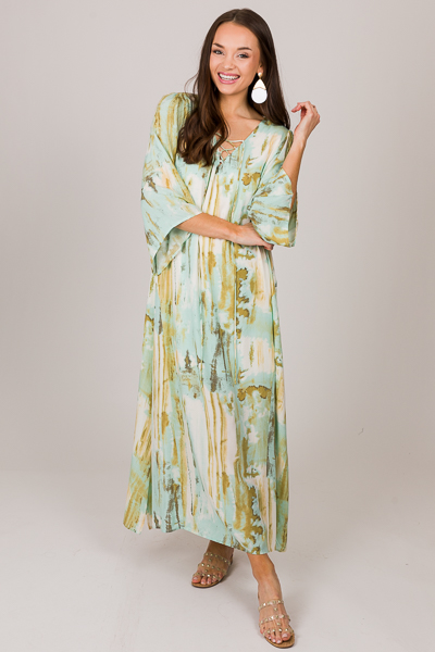 Lace Up Dyed Maxi, Sage