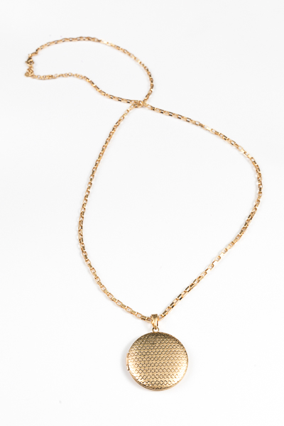 Matte Locket Long Necklace, Gold