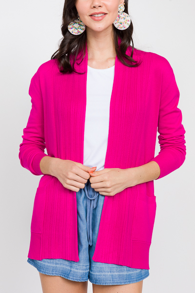 In Line Cardigan, Hot Pink