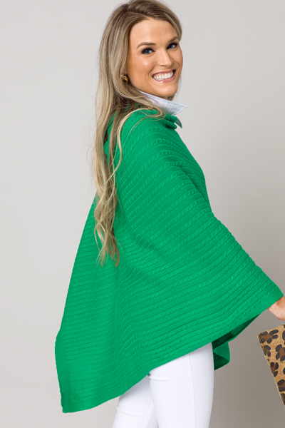 Cable Knit Topper, Green Palm