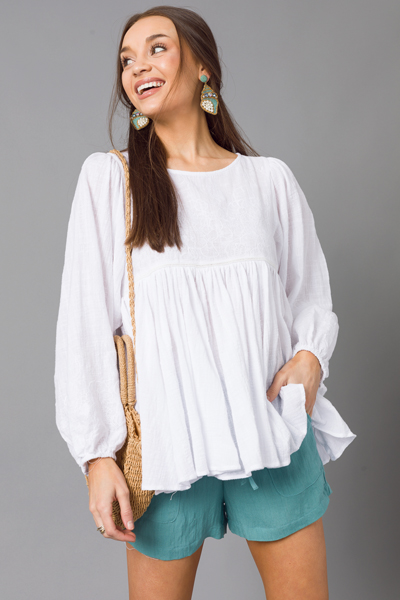 Delicacy Babydoll Top, White
