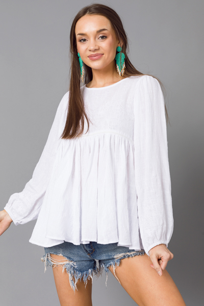 Delicacy Babydoll Top, White