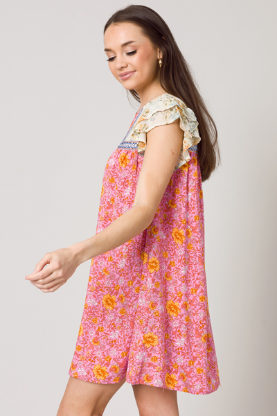Floral Patchwork Dress, Pink
