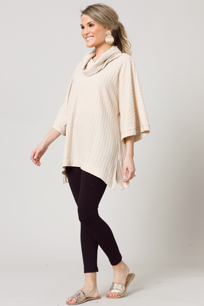 Taupe Ribbed Cowl Tunic