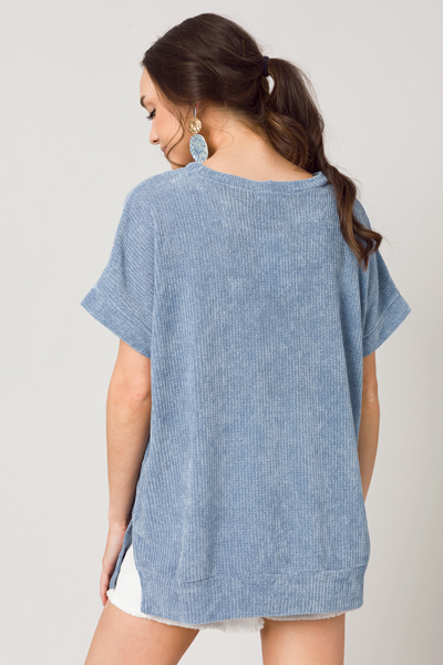 Chenille SS Pullover, Ink Blue