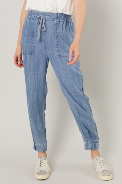 Pull On Chambray Joggers