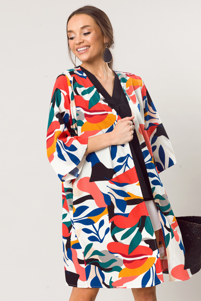 Mod Print Kimono, Off White
