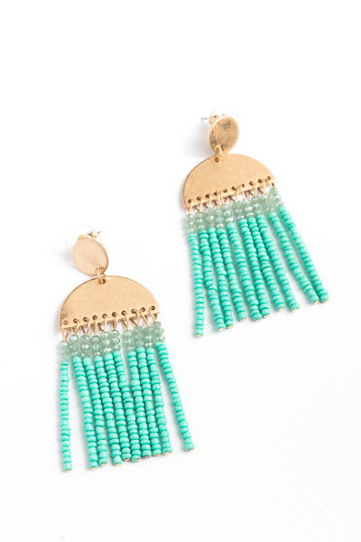 Sunset Tassel Earrings, Turquoise