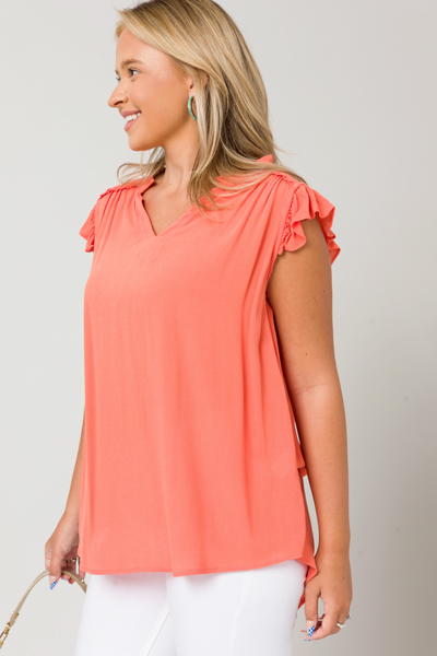 Shannon Solid Top, Salmon