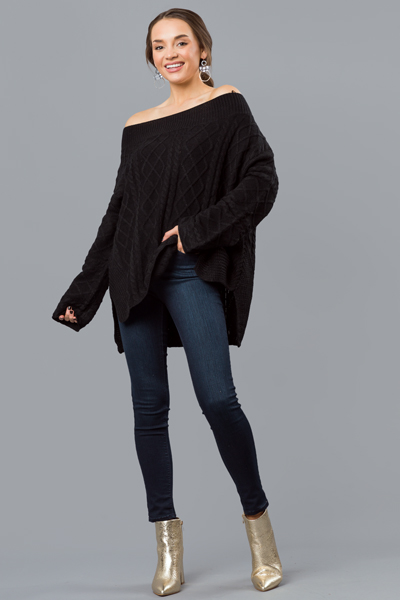 Oversize OTS Sweater, Black