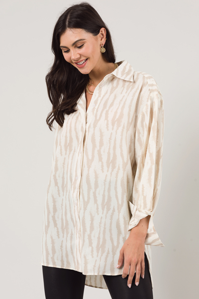 Zebra Shirt Dress, Taupe