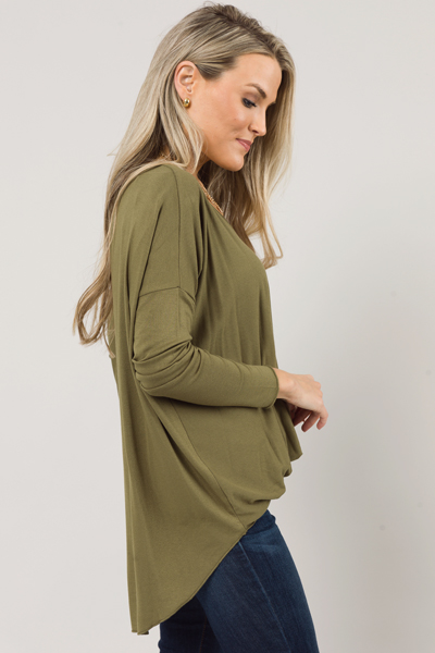 Wrap Front Knit Top, Olive