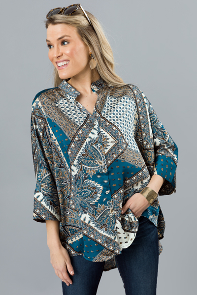 Silky Paisley Button Up