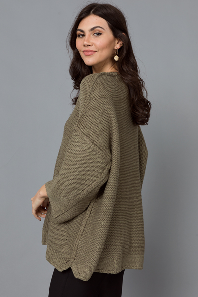Slouchy Solid Sweater, Olive