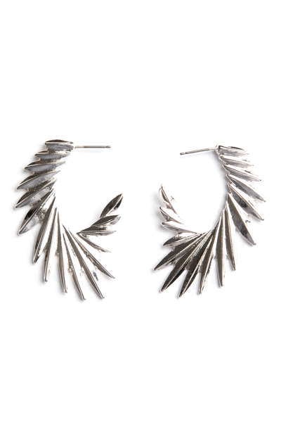 Wing Earrings, Silver
