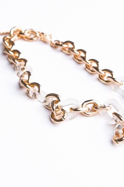 Clear With Gold Links Necklace