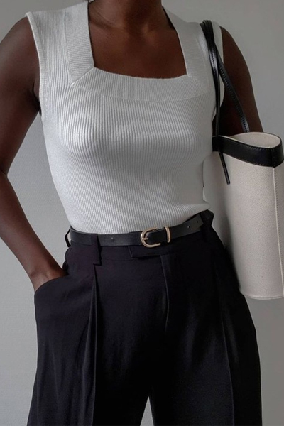 Sleeveless Fitted Sweater, White