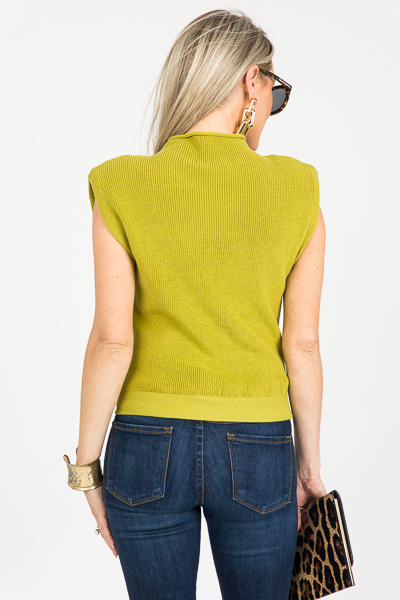 Shoulder Pad Mock Sweater, Lime