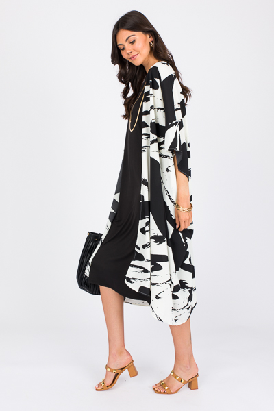 Belted Kimono, Black/White