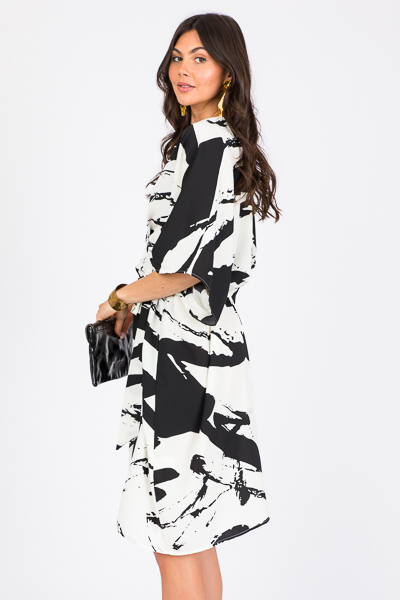 Belted Kimono, Black/White