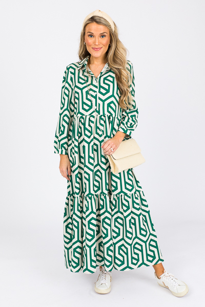 White and sales green maxi dress