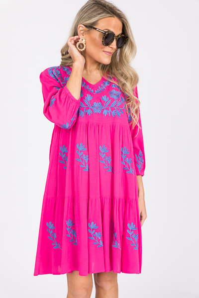 Madeline Embroidery Dress, Pink
