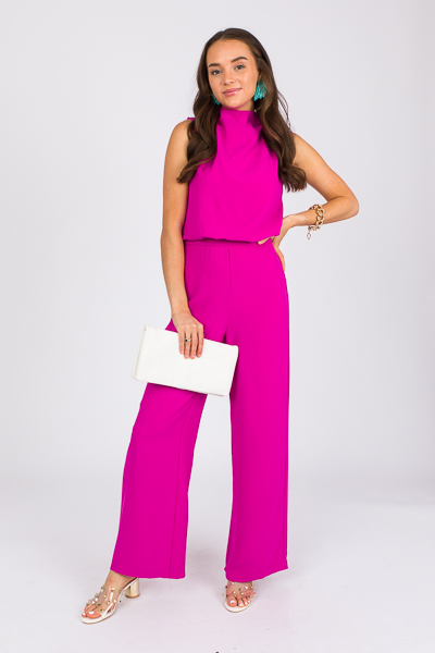 On The Town Jumpsuit, Magenta - SALE - The Blue Door Boutique