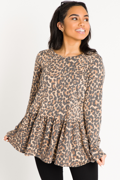 Drop Hem Leopard Tee