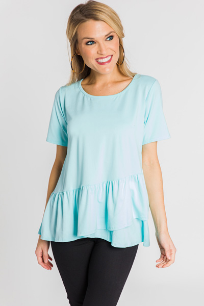 Tiered Babydoll Tee, Aqua