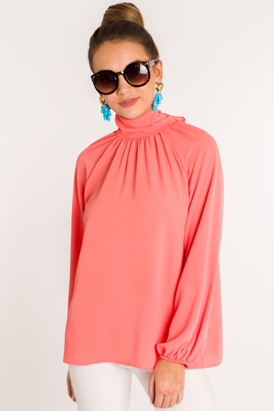 Newer Look Mock Neck, Coral