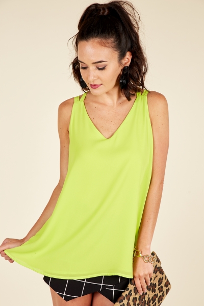 X Back Cami, Lime
