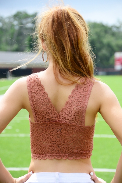 Lace Padded Bralette, Brick