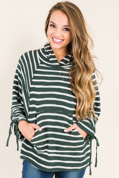 Terry Stripe Hoodie, Hunter
