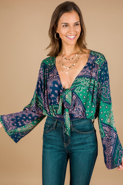 Paisley Printed Bodysuit