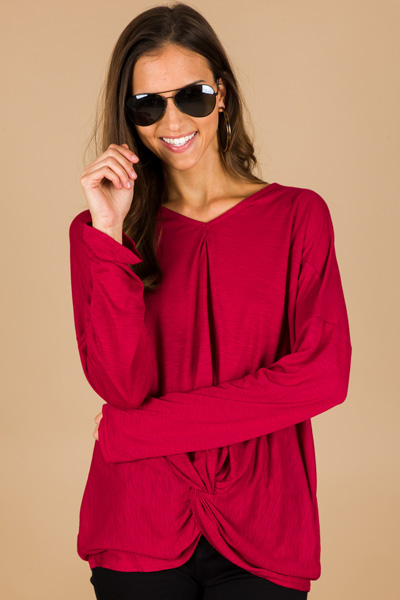 Tally Twist Front Top, Garnet
