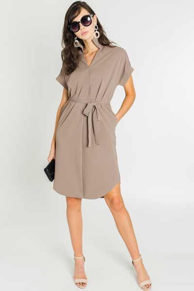 Lily Tie Dress, Taupe