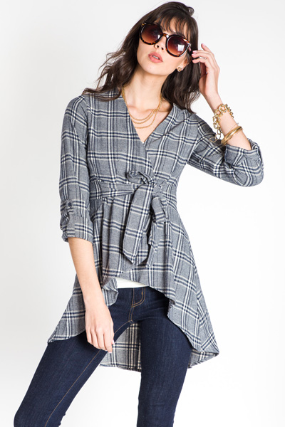 Plaid Topper, Navy