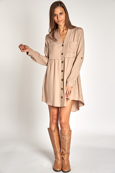 Button Down Babydoll Dress